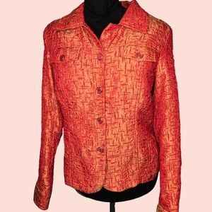 Unique Iridescent Orange Button Jacket - M - by Erin
